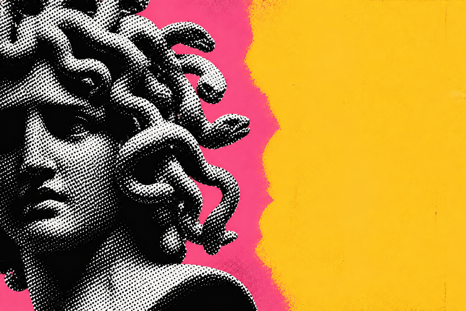 INUART siyah beyaz Medusa portresi